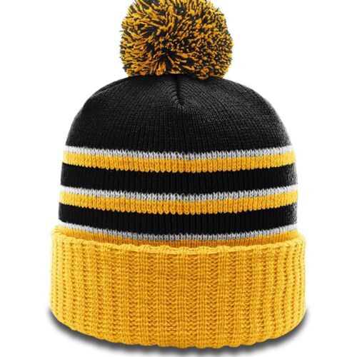 Stripe-Pom Cuffed Beanie Thumbnail